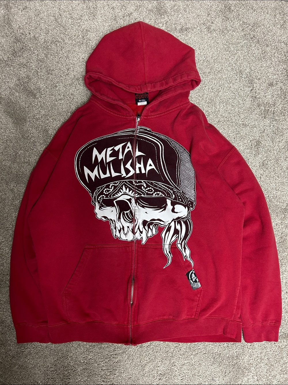Y2K Metal Mulisha Red Zip Up Graphic Hoodie